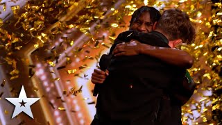 GOLDEN BUZZER Alesha moved to tears by musical duo Flintz amp T4ylor  Auditions  BGT 2022 [upl. by Simara]