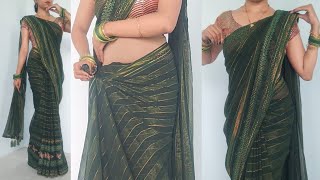 Perfect pleats making easy steps for beginners  chiffon saree draping tutorial full guide [upl. by Kelcy]