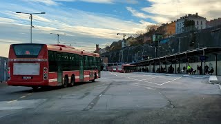 Stockholm Slussen provisorisk bussterminal för bussar mot Nacka och Värmdö Text subtitles [upl. by Naitsihc255]