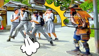 55 SAMURAI Mannequin Prank in Kyoto Japan  Japanese shogun prank for traveler at Kiyomizu Temple [upl. by Fasta]