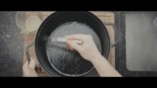 How to properly prepare cast iron cookware  Staub [upl. by Wilie]