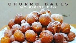 Churros  No Piping Bag Needed  5 Ingredients Only  Churro Balls Made Super Easy At Home [upl. by Asylla]