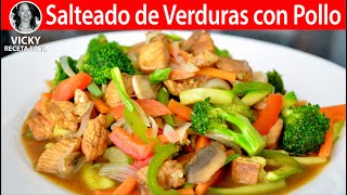 Salteado de Verduras con Pollo  VickyRecetaFacil [upl. by Yebba]