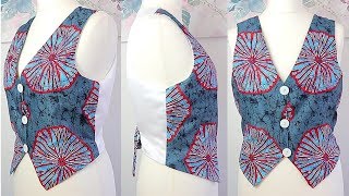 Easy sewing tutorial  How to Sew a Jacket  Vest  Waistcoat  Jacket cutting and stitching [upl. by Aliuqa778]