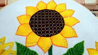 Girasol bordado en puntada fantasía 🌻 [upl. by Enilekaj]