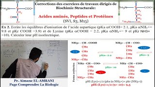 Exercice 2  Ionisation et calcul de pHi des acides aminés à chaine latérale ionisable [upl. by Noryt]