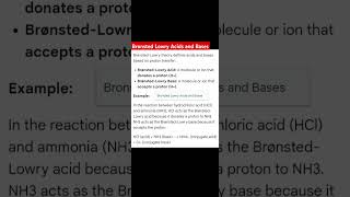 Bronsted Lowry Acids and Baseschemistry science [upl. by Sikes266]