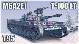 M6A2E1 EXP T95 amp T100 LT • WoT Blitz Gameplay [upl. by Anawit897]