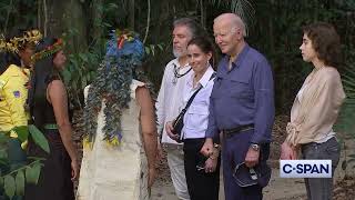 Biden tours Museu da Amazônia to see portion of Amazon rainforest Brazil 11172024 [upl. by Anavoj]