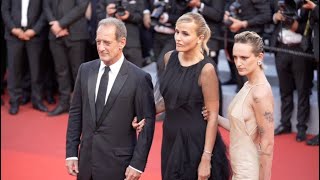 Vincent Lindon Julia Ducournau and Agathe Rousselle on the red carpet in Cannes [upl. by Ohare655]