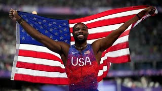 Worlds fastest man  US track star Noah Lyles wins gold medal in 100meter final [upl. by Ahseyi]