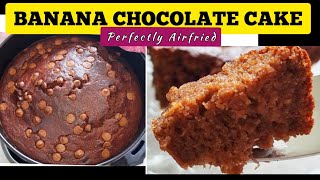 EASY AIR FRYER BANANA CHOCOLATE CAKE RECIPE HOW TO AIR FRY MOIST CAKE FROM SCRATCH AT HOME CAKE [upl. by Witha70]