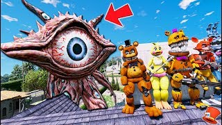 CAN THE ANIMATRONICS DEFEAT THE GIANT EYE MONSTER GTA 5 Mods FNAF RedHatter [upl. by Anegue]