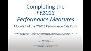 Completing the FY 2023 Performance Data Form – Module 2 Performance Measures [upl. by Ahsayn]