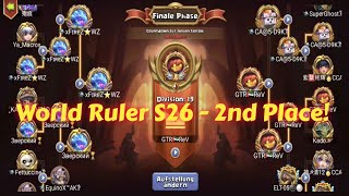 Castle Clash World Ruler S26 2nd Place  Fights  Rewards [upl. by Mushro852]