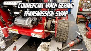 How To Replace Commercial Walk Behind Lawn Mower Transmission Repair Process Exmark Bobcat Toro Scag [upl. by Naugan]