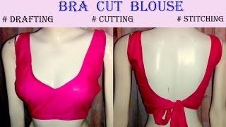 Bra cut designer Blouse DIY  drafting cutting and stitching step by step tutorial [upl. by Lisabeth]