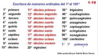 Escritura de números ordinales del primero al centésimo [upl. by Solon985]