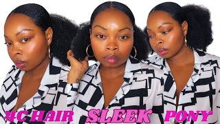 EASY Sleek Ponytail Tutorial on Natural Hair using Crotchet Hair [upl. by Dercy278]