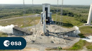 Hotfire test of Ariane 6 core stage on launch pad [upl. by Jeaz]