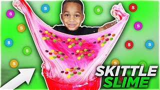 HOW TO MAKE DIY SKITTLE SLIME  Edible Rainbow Slime Made From Actual Skittles Candy [upl. by Atirhs]