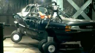 1990 Audi 100 FMVSS 214 Side Pole Crash Test [upl. by Kenneth]