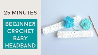 Super Quick and Easy Beginner Crochet Baby Headband [upl. by Fiorenza]