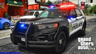 Playing GTA 5 As A POLICE OFFICER City Patrol HPD GTA 5 Lspdfr Mod 4K [upl. by Elbon]