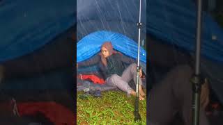 Drenched after setting up the tent in heavy rain camping solocamping solocampinginheavyrain rain [upl. by Ellecram]