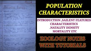 POPULATION ECOLOGY OR POPULATION CHARACTERISTICS populationcharacteristics density natality [upl. by Sirron]