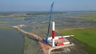 The XCMG XCA1600 Allterrain Crane executes the task of a wind power project in Bangladesh [upl. by Yentterb]