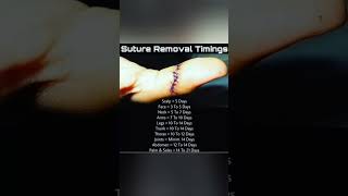 Sutures 🪡 removal timing of different body parts knowledge easylearning medico shortsvideoshare [upl. by Treboh]