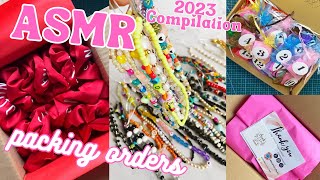 ASMR Packing Orders 2023 Compilation  Small Business Owner  Pack Orders With Me  Custom Scrunchie [upl. by Asserat]