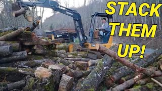 Stacking free firewood logs to make room for more [upl. by Bertle]