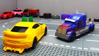 Transformers Bumblebee vs Optimus Prime Animated Film Lego [upl. by Cailly492]