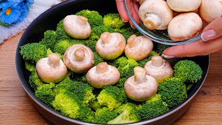 I cook this broccoli 3 times a week Recipe for broccoli and mushrooms in a frying pan Delicious [upl. by Foss]