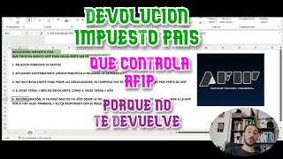 DEVOLUCION IMPUESTO PAIS QUE TIENE EN CUENTA AFIP PARA DEVOLVERTE LAS PERCEPCIONES [upl. by Vernon158]