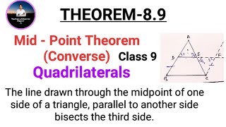 Theorem  89 Chapter 8  Quadrilaterals  Ncert Maths Class 9 [upl. by Euqinahc833]