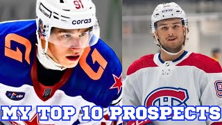 My Top 10 Canadiens Prospects Update 202425 [upl. by Sateia624]