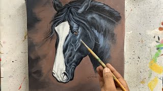 2 Easy Horse Acrylic Painting  Step By Step Tutorial  ARTOHOLIC horsedrawing horsepainting [upl. by Nasya]