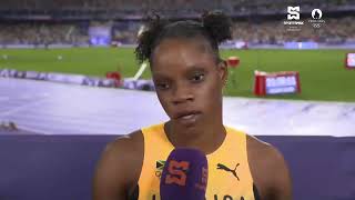 Paris 2024  Jamaicas Tia Clayton post 100m final interview  SportsMax [upl. by Airetnohs]