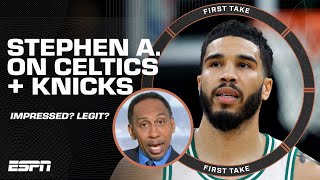 Stephen A EXPECTED BETTER from the Celtics amp doesnt see the Knicks winning the chip 👀  First Take [upl. by Esiocnarf82]