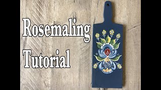 Rosemaling Tutorial  Hallingdal Bread Board [upl. by Ahsilrac]