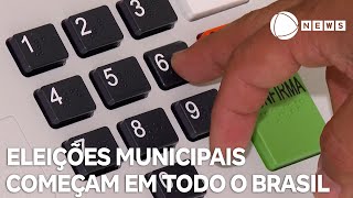 Eleições municipais começam em todo o Brasil [upl. by Nosnej]