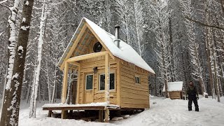 BUILDING a Small Cabin in the WOODS COMPLETE BUILD [upl. by Nidia]