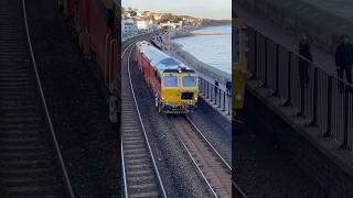 Colas Rail track tamper races along the seawall with a nice two tone Weston SM  Totnes DR 75016 [upl. by Majka]