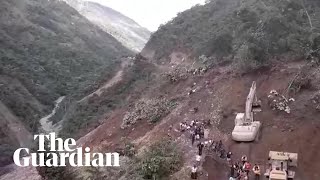 People swept away by mudslide as mountainside collapses in Bolivia [upl. by Chil]