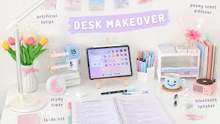 Aesthetic Desk Makeover ✨ stationery organization  unboxing haul 📦 [upl. by Swithbart]