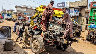 Pakistani Mechanic Fix HINO Truck Huge Dangerous Accident Cabin Chassis Repair And Restored [upl. by Ettennal]