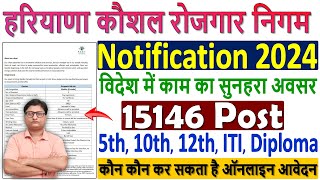 हरियाणा कौशल रोजगार निगम भर्ती 2024 ¦¦ Haryana Kaushal Rozgar Nigam Vacancy 2024 ¦¦ HKRN Form 2024 [upl. by Tolman]